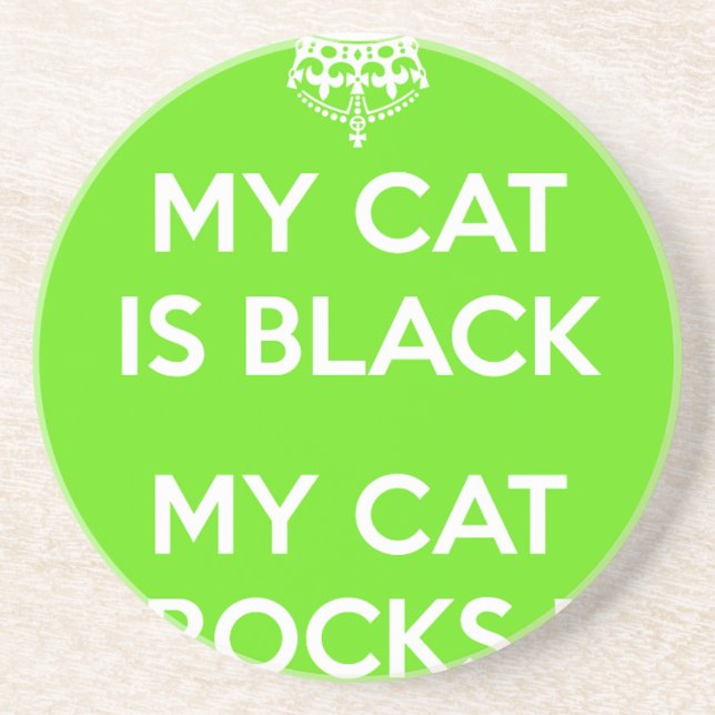 Black cat rocks coaster (Front)