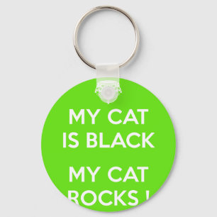 Black cat rocks key ring