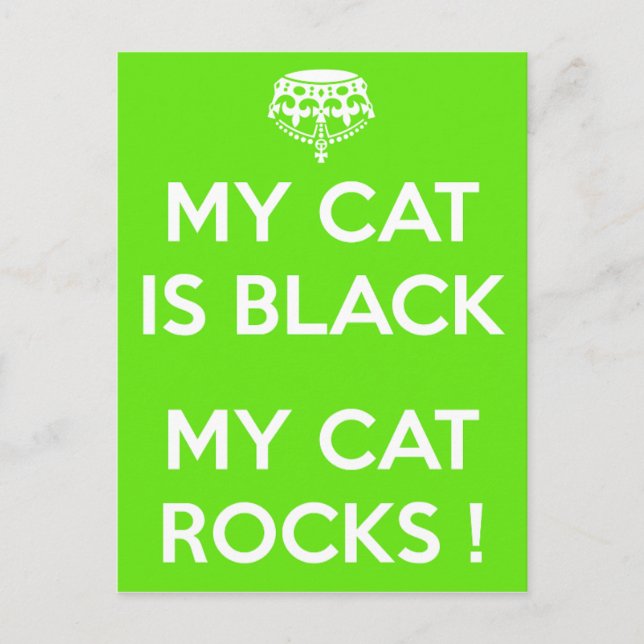 Black cat rocks postcard (Front)