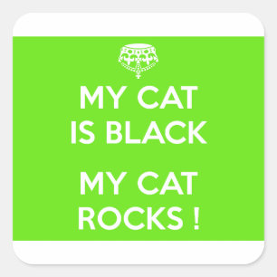 Black cat rocks square sticker