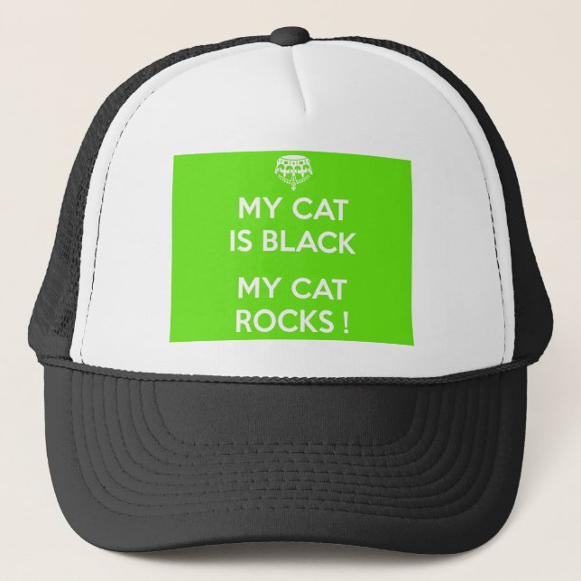 Black cat rocks trucker hat (Front)