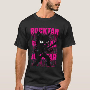 Black Cat Rockstar - Funny Cat Guitarist Guitar Mu T-Shirt