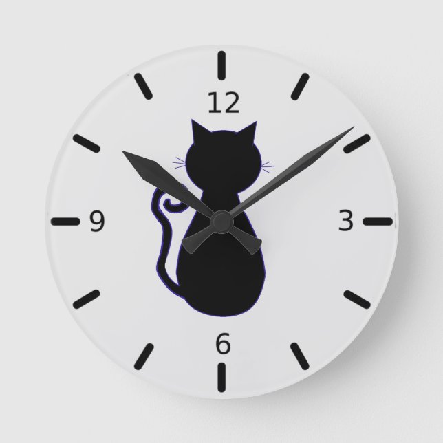Black Cat Round Clock (Front)