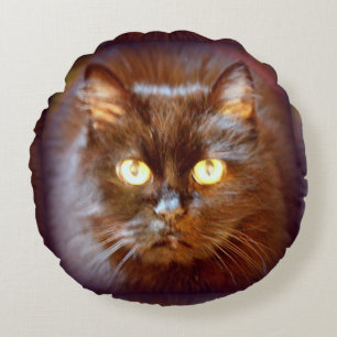 black cat round cushion