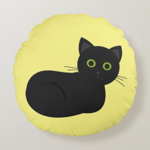 Black cat Round Pillow
