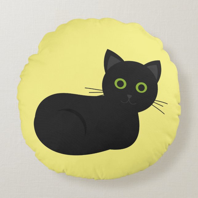 Black cat Round Pillow (Front)