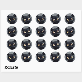 Black Cat Round Sticker Customise It