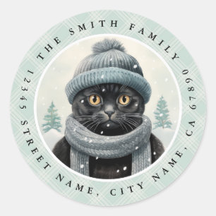 Black Cat Round Stickers