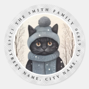 Black Cat Round Stickers