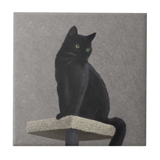 Black Cat Royalty  Ceramic Tile (Front)