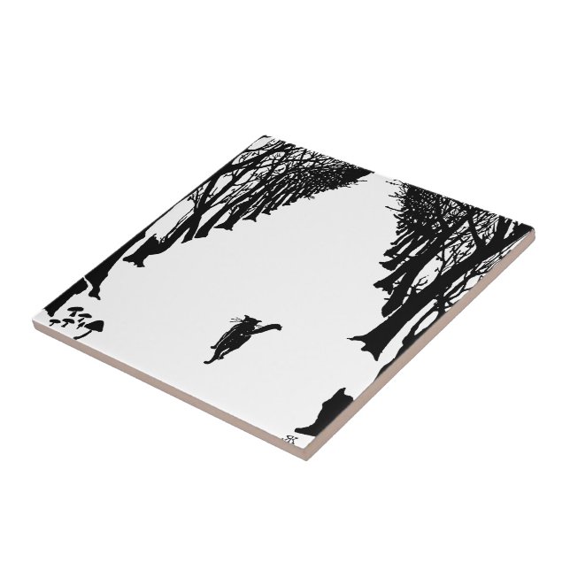 Black cat, Rudyard Kipling Ceramic Tile (Side)