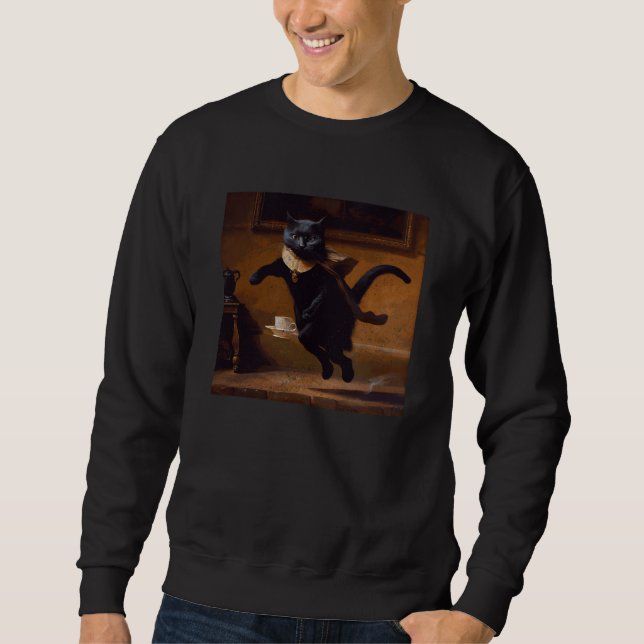 Black Cat Running Coffee Sweatshirt (Front)