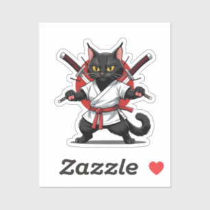 Black Cat Samurai Stickers