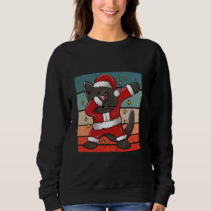Black Cat Santa Claus Dab Dance Festive Christmas Sweatshirt