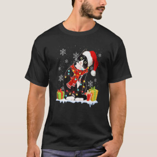 Black Cat Santa Hat Christmas Lights  Xmas Girls W T-Shirt