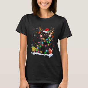 Black Cat Santa Hat Reindeer Christmas Lights Cat T-Shirt