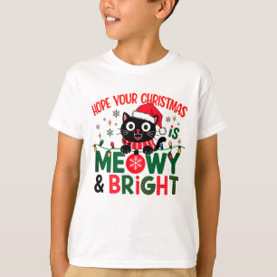 Black Cat Santa Meowy & BrightBoys' Christmas T-Shirt