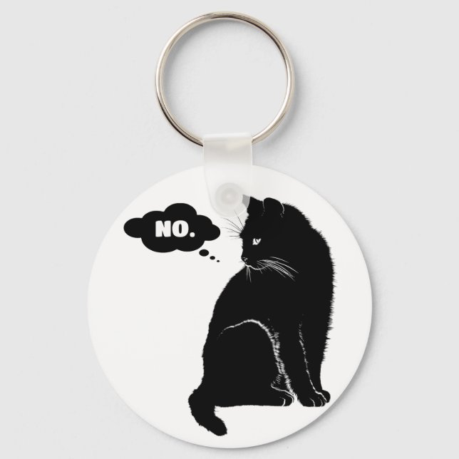 Black Cat Says No - Funny Cat Lover Gift Key Ring (Front)