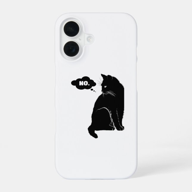 Black Cat Says No – Funny Cat Lover iPhone 16 Case (Back)