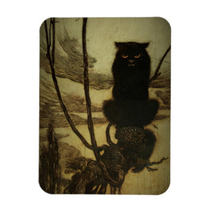 Black Cat Scowling Magnet