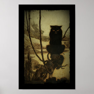 Black Cat Scowling Poster