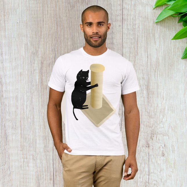 Black Cat Scratching Post Silhouette T-Shirt (Creator Uploaded)