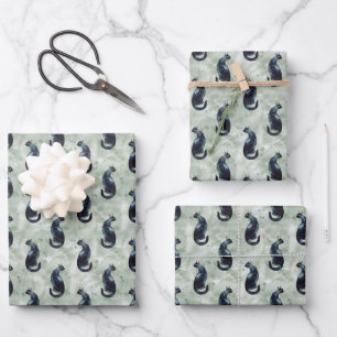 Black Cat Seamless Wrapping Paper Sheet