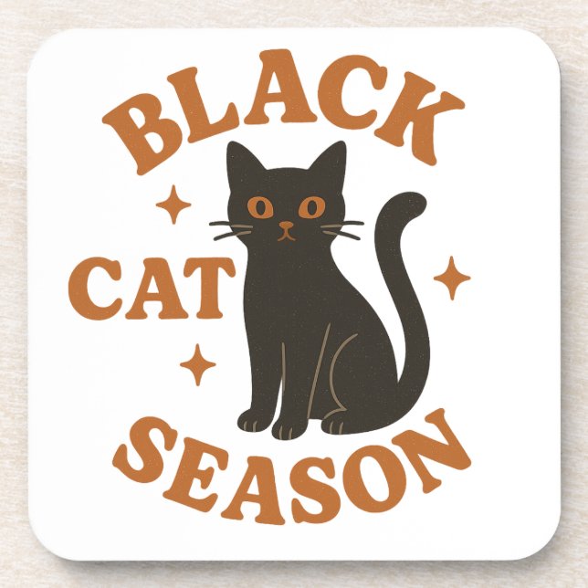 Black cat season coaster (Front)