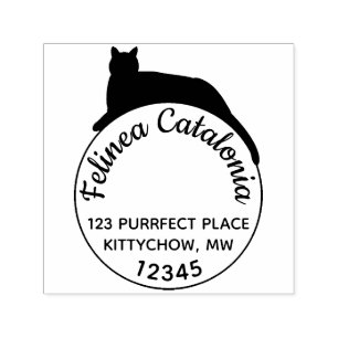 Black Cat Self Inking Round Address Stamp Custom