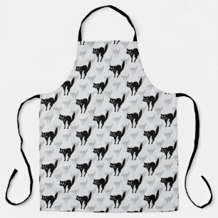Black Cat Shadow Silhouette Pattern Design Apron