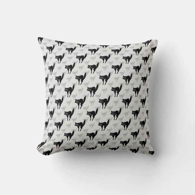 Black Cat Shadow Silhouette Pattern Design Cushion (Front)