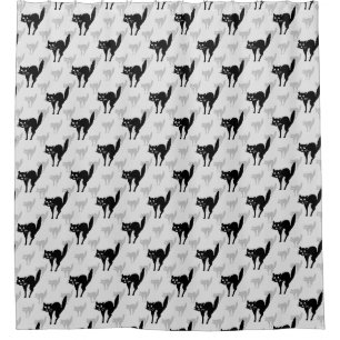 Black Cat Shadow Silhouette Pattern Design Shower Curtain
