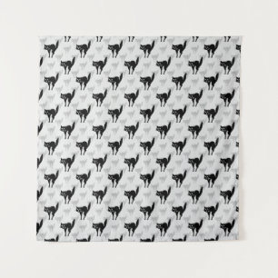 Black Cat Shadow Silhouette Pattern Design Tapestry