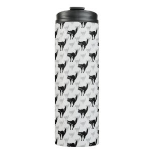 Black Cat Shadow Silhouette Pattern Design Thermal Tumbler