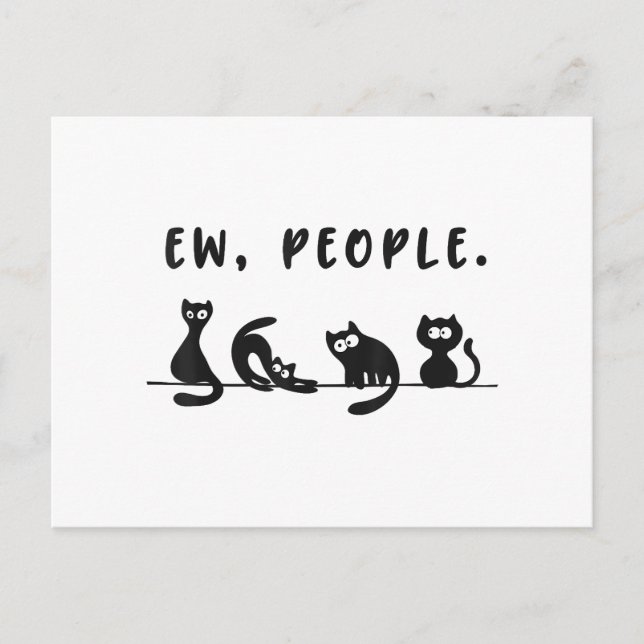 Black cat shirt funny womens ew people meowy cat l holiday postcard (Front)