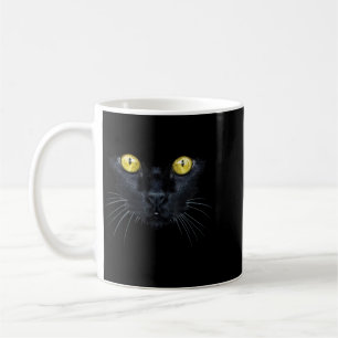 Black Cat Shirt Halloween Spooky Yellow Eyes Cat Coffee Mug