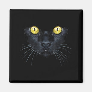 Black Cat Shirt Halloween Spooky Yellow Eyes Cat Magnet