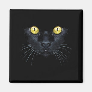 Black Cat Shirt Halloween Spooky Yellow Eyes Cat Magnet