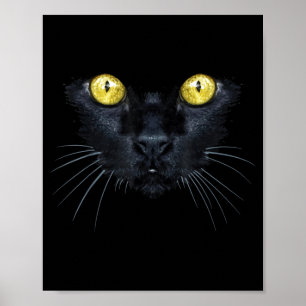 Black Cat Shirt Halloween Spooky Yellow Eyes Cat Poster