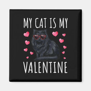 Black Cat Shirt Women Men My Cat Is My Valentine  Magnet