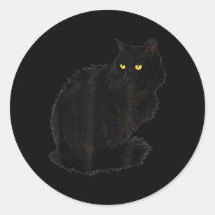 Black Cat Shirt Women Spooky Yellow Eyes Halloween Classic Round Sticker