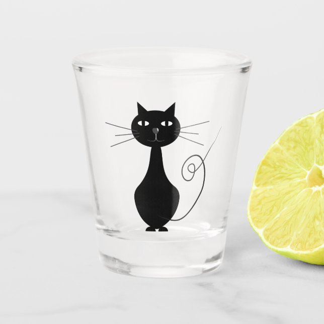 Black cat shot glass (Front)