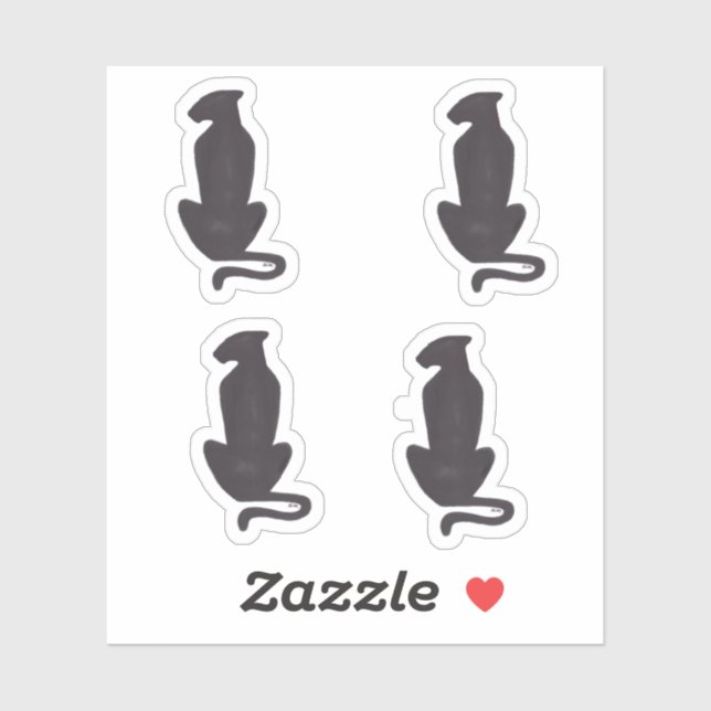 Black Cat Silhouette 4 contour small stickers (Sheet)