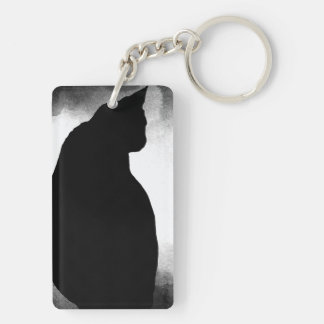 Black Cat Silhouette Acrylic Keychain