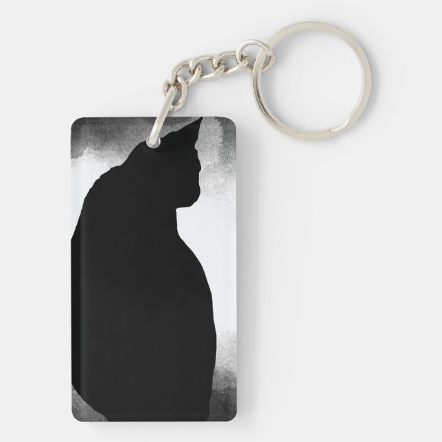 Black Cat Silhouette Acrylic Keychain (Back)