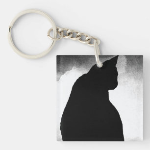 Black Cat Silhouette Acrylic Keychain