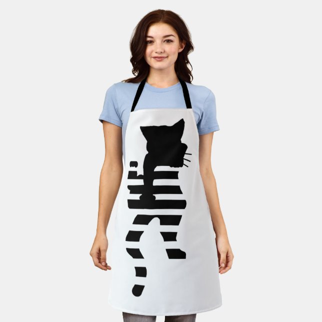 Black Cat Silhouette  Apron (Worn)
