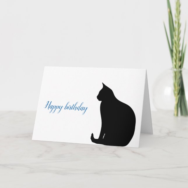 Black Cat Silhouette Birthday Card (Front)