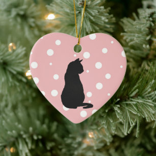 Black Cat Silhouette Christmas Art Ceramic Ornamen Ceramic Ornament