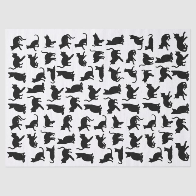 Black Cat Silhouette Decoupage Tissue Paper (Front)